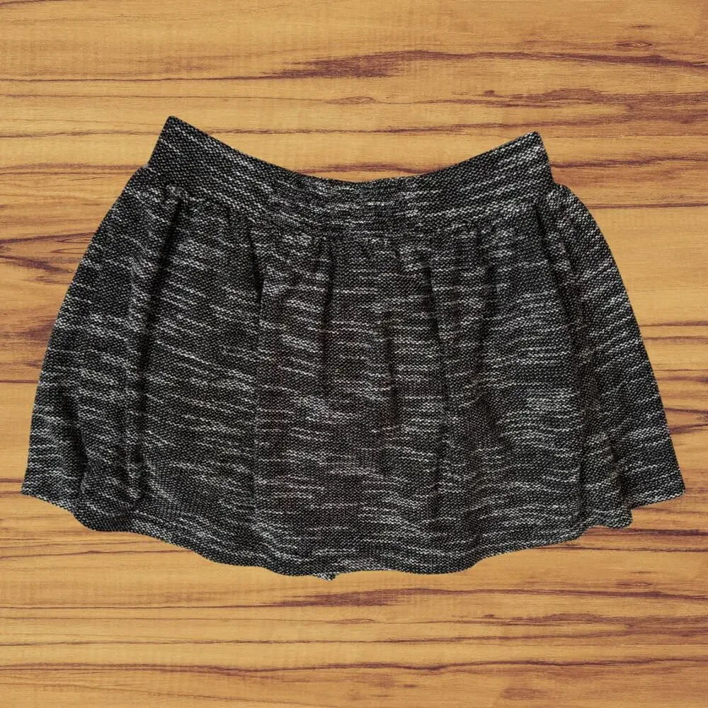 Free People Holly Go Lightly Marled Heather Grey Knit Skater Mini Skirt Small